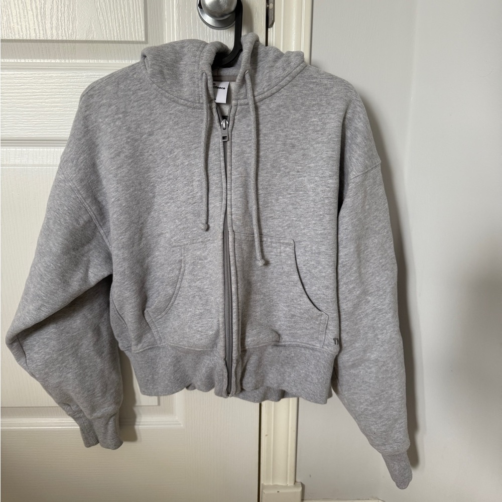 Aritzia Light Gray Zip-Up Hoodie